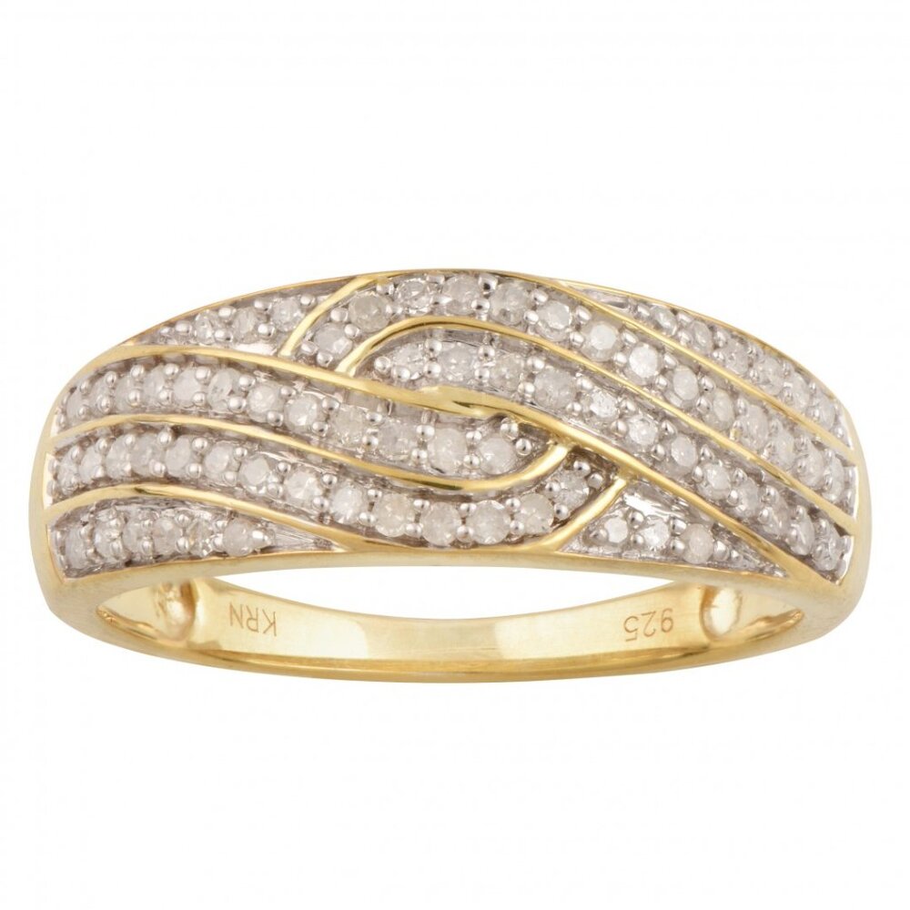 Beautiful Womens 14K Yellow Gold Over Sterling Silver 0.33 CTW Diamond Size 7